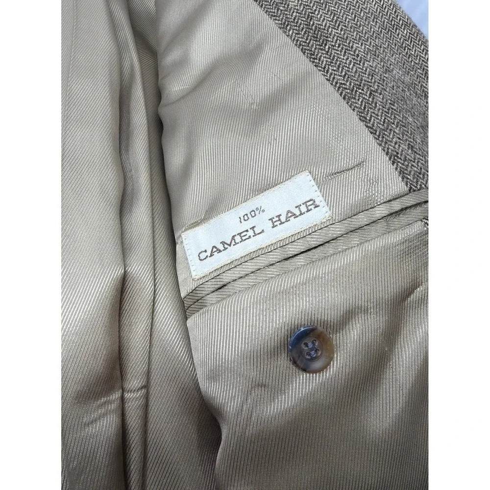 Carlo Valente‎ Blazer Mens XL Tan 100% Camel Hair Herringbone Sport Coat USA
